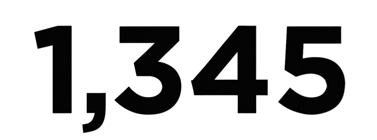 make a 1,345 number, in gotham bold font